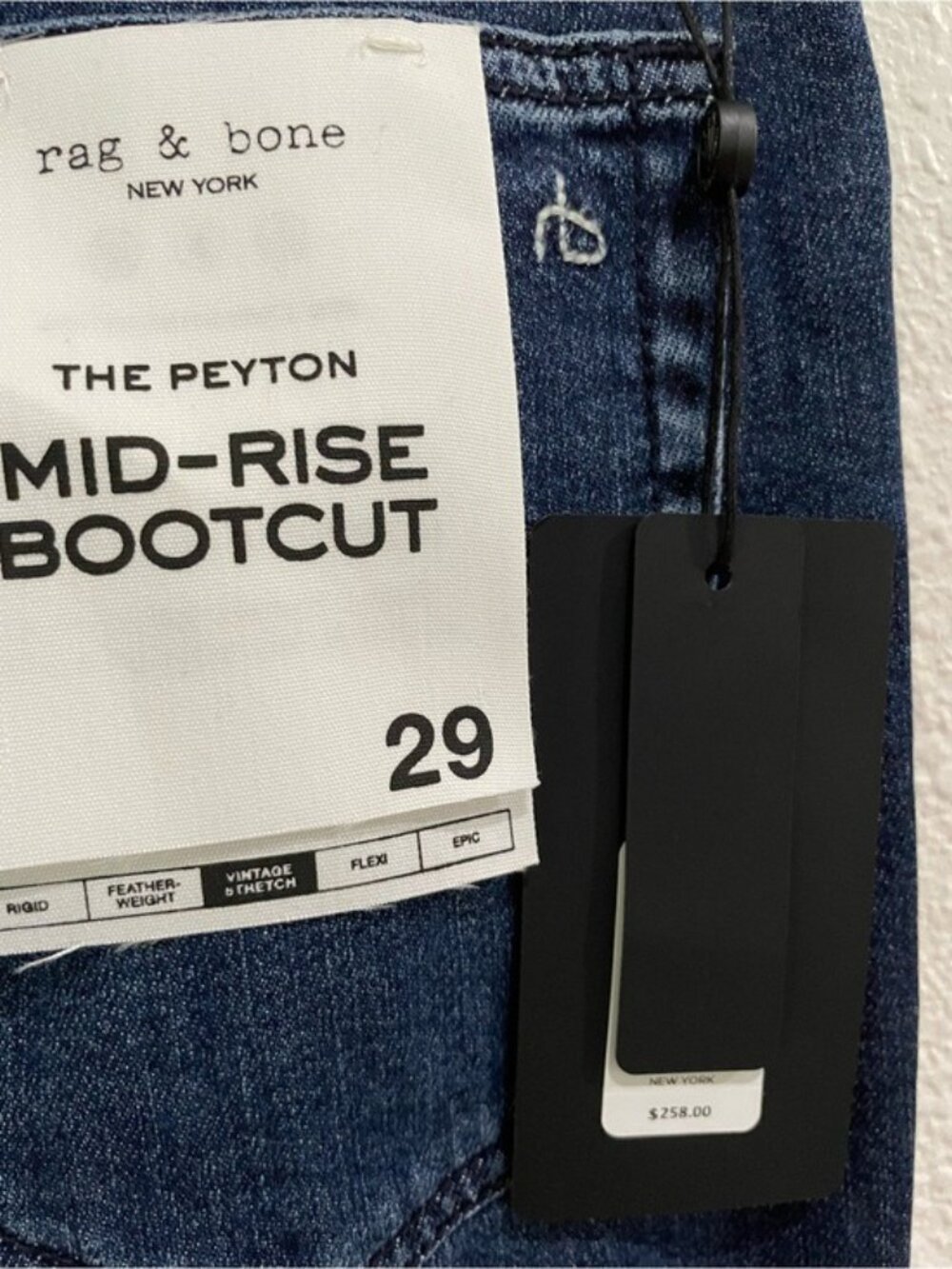 Rag & Bone Mid Rise Bootcut Jean Preppy Essential Dark Wash Contemporary Stretch - Picture 9 of 11